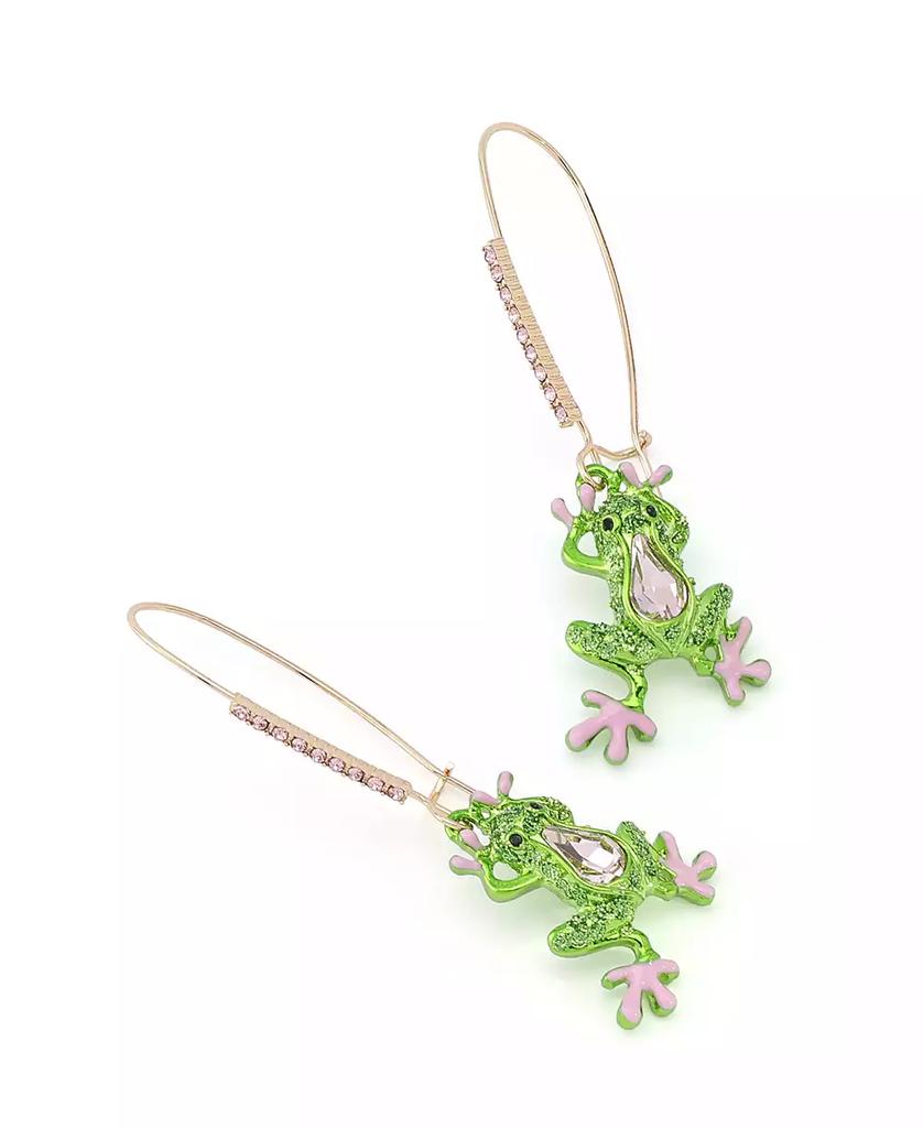 Betsey Johnson Faux Stone Backyard Frog Dangle Drop Earrings