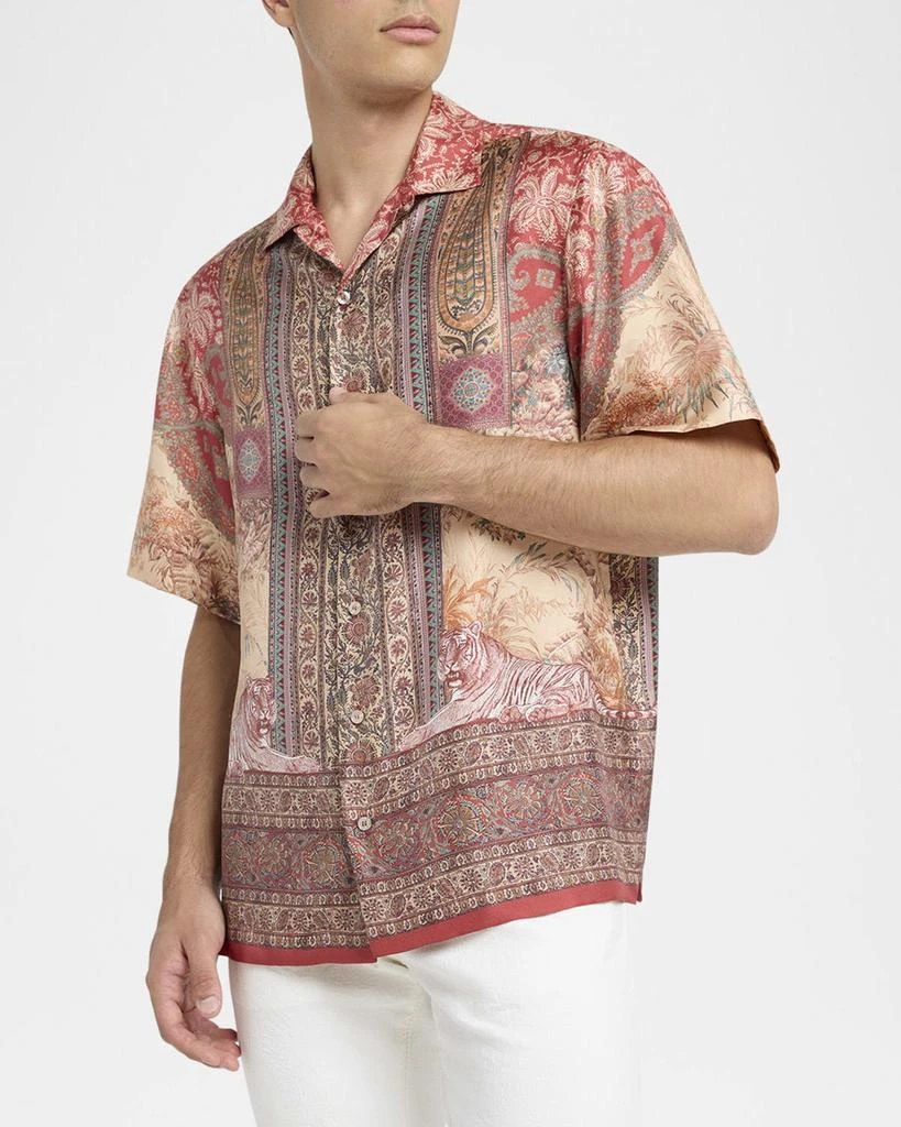 ETRO Men's Printed Silk Bowling Shirt 5
