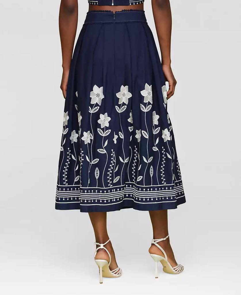Avec Les Filles Women's Cotton Embroidered Midi Skirt