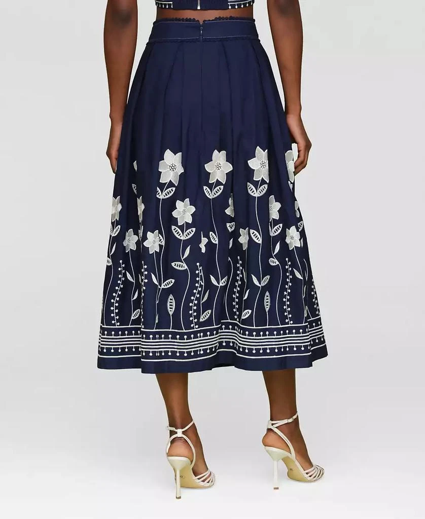 Avec Les Filles Women's Cotton Embroidered Midi Skirt 2