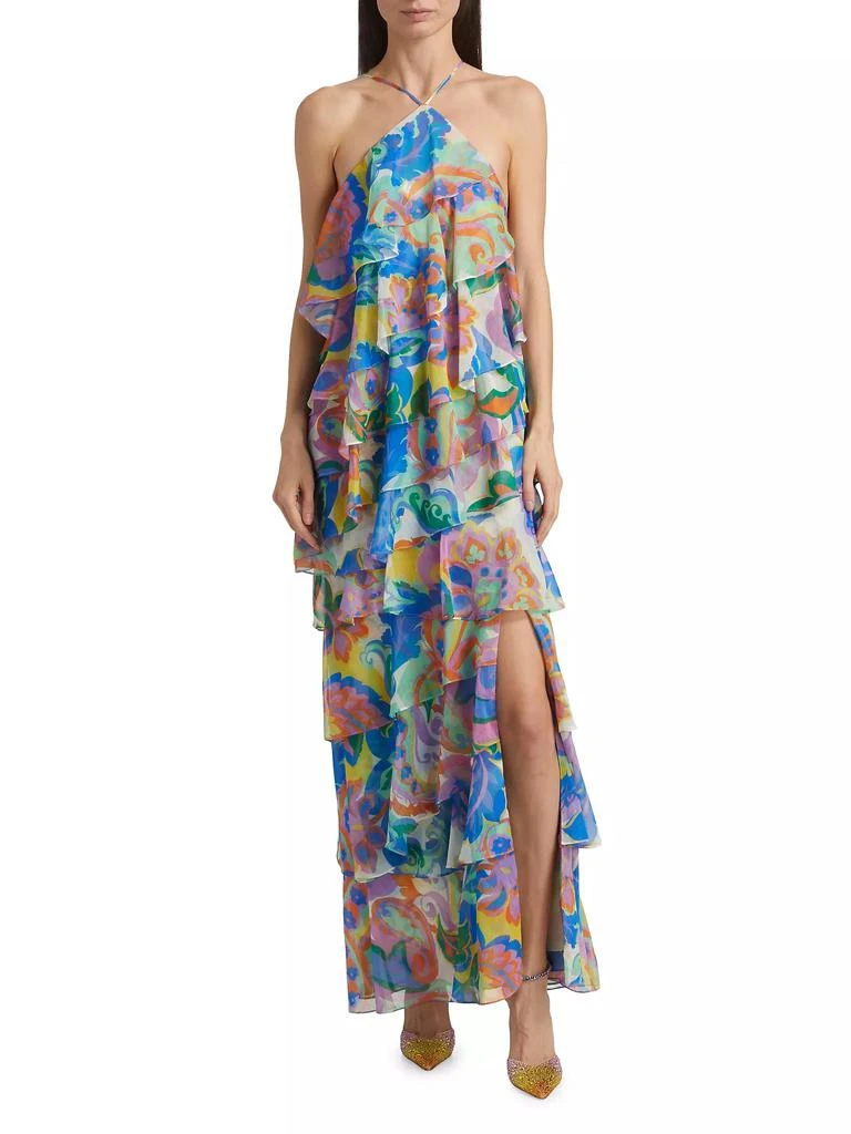 Amanda Uprichard Poise Floral Tiered Ruffle Maxi Dress 3