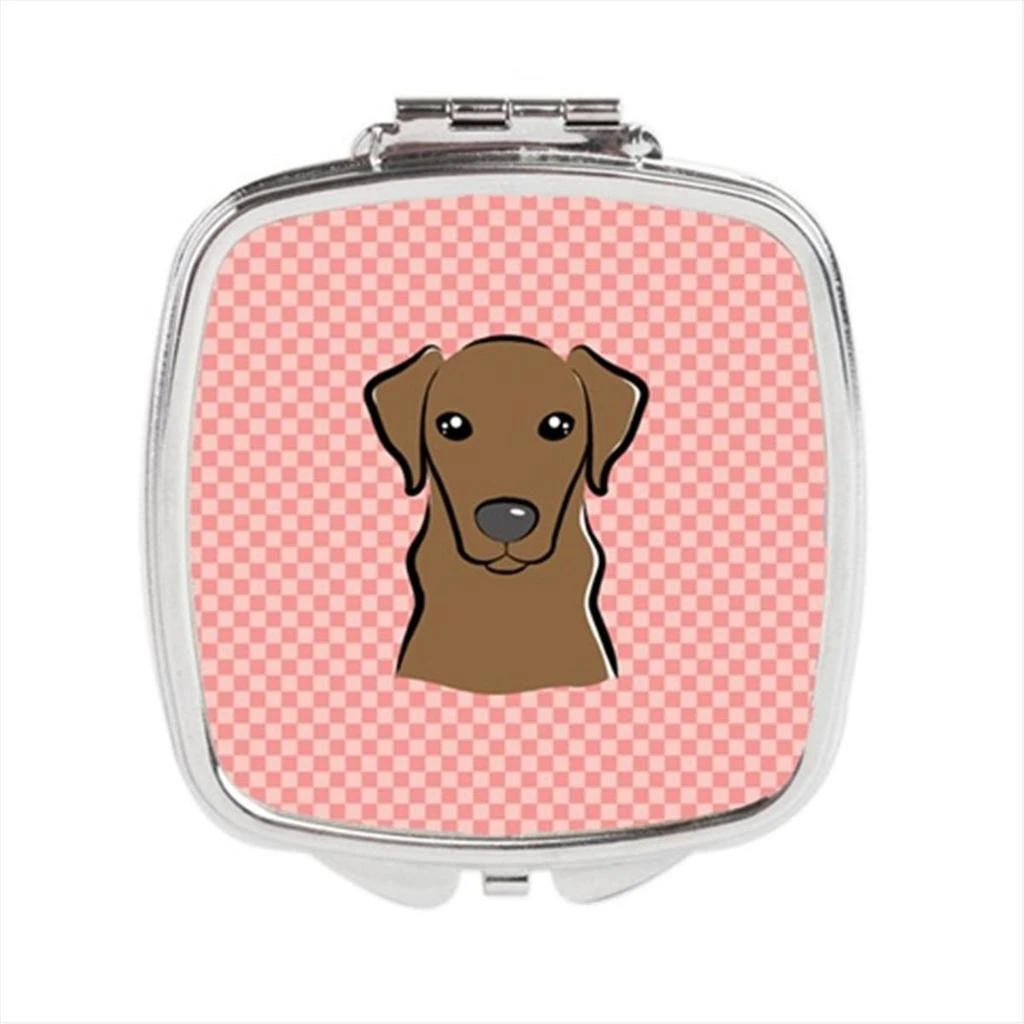 Carolines Treasures BB1234SCM Checkerboard Pink Chocolate Labrador Compact Mirror, 2.75 x 3 x .3 In. 1