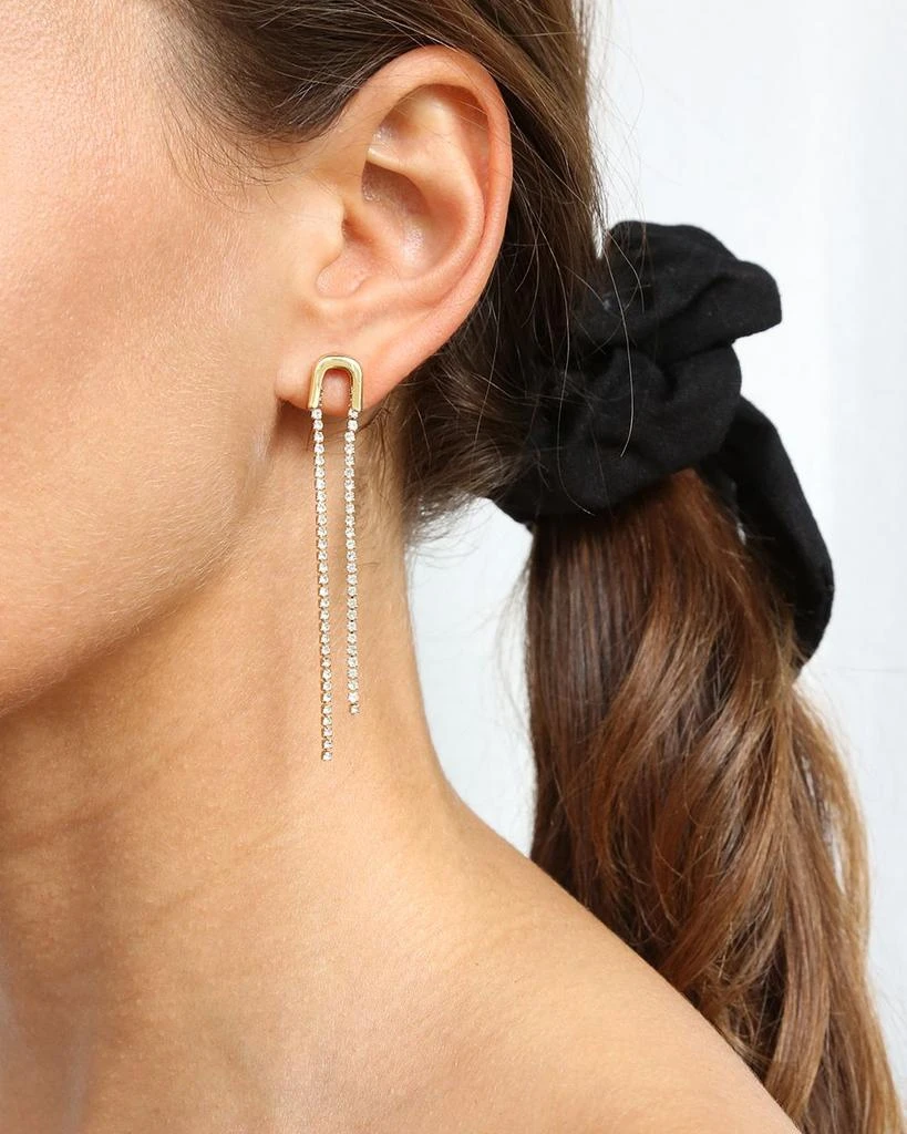 Ettika Jewelry Embellished Asymmetric Arch Drop Earrings in 18K Gold Plate 2
