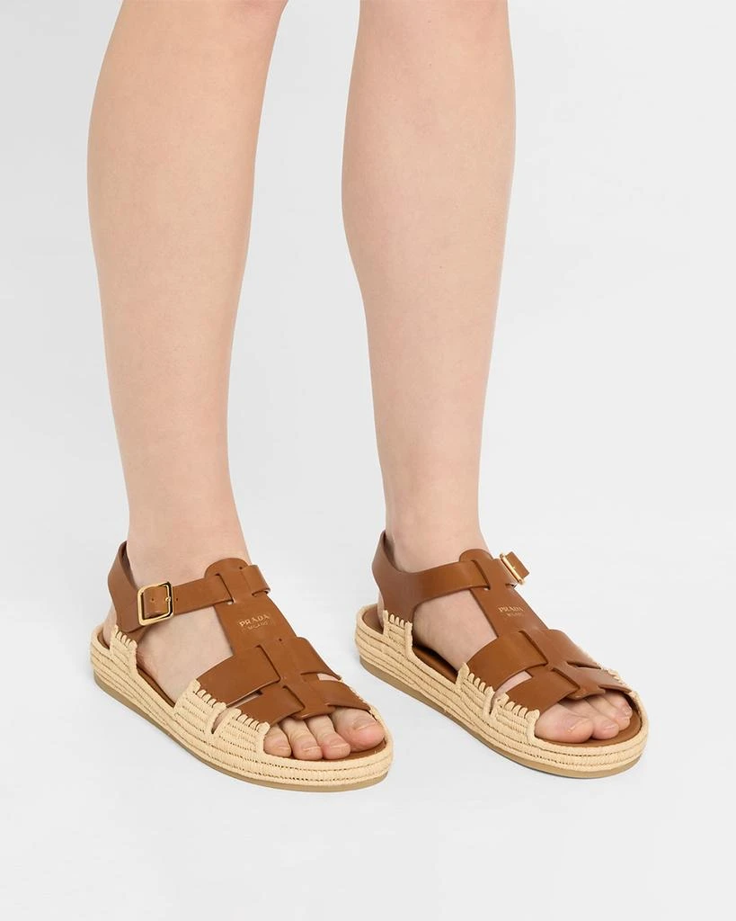 Prada Leather Fisherman Espadrille Sandals 3
