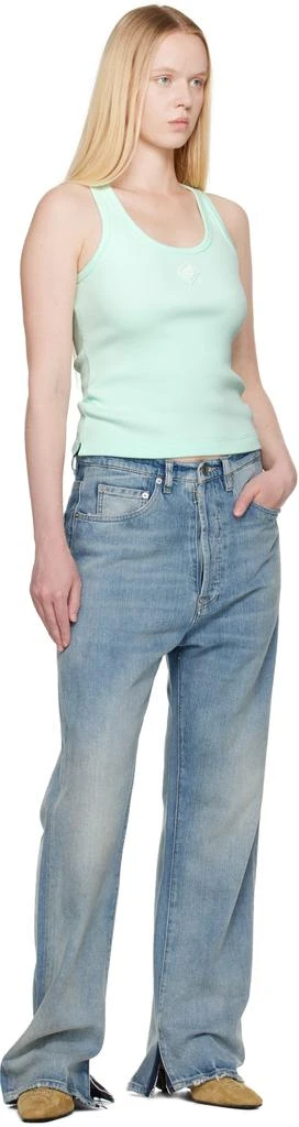 Casablanca Blue Ribbed Jersey Tank Top 4