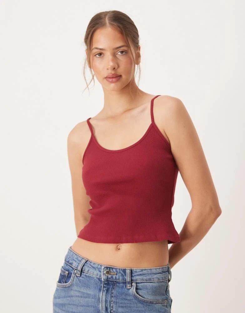 ASOS ASOS DESIGN rib cami top in burgandy