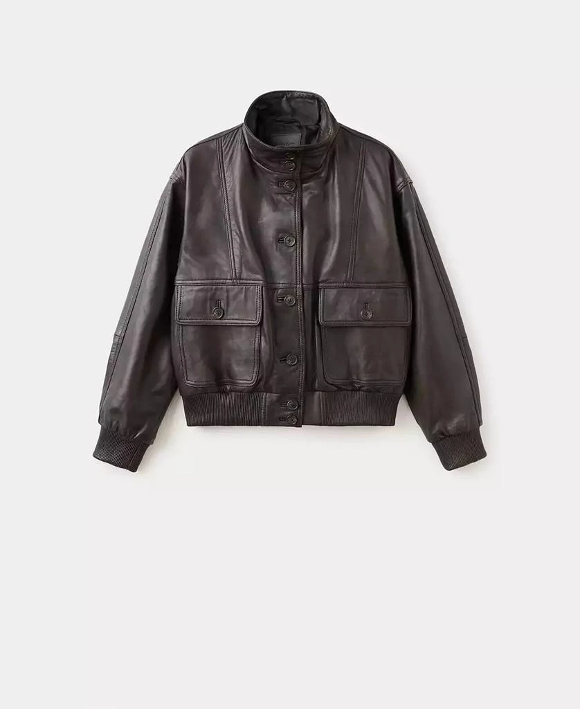 Mango Women
s Oversize Leather Biker Jacket