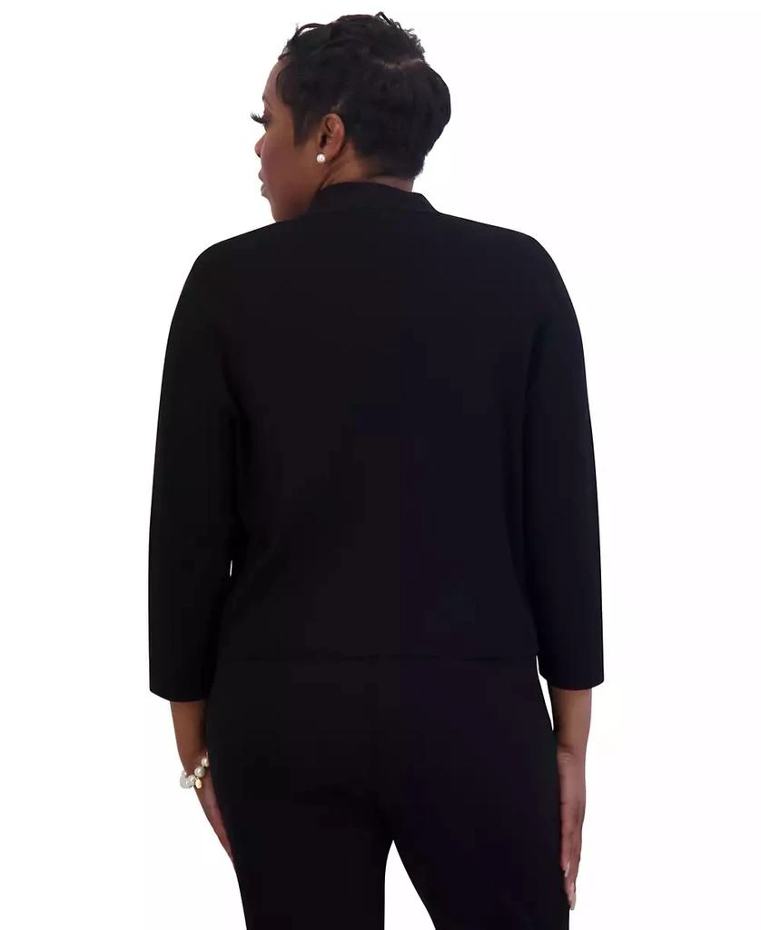 Kasper Women's Collarless Open-Front Cardigan 4