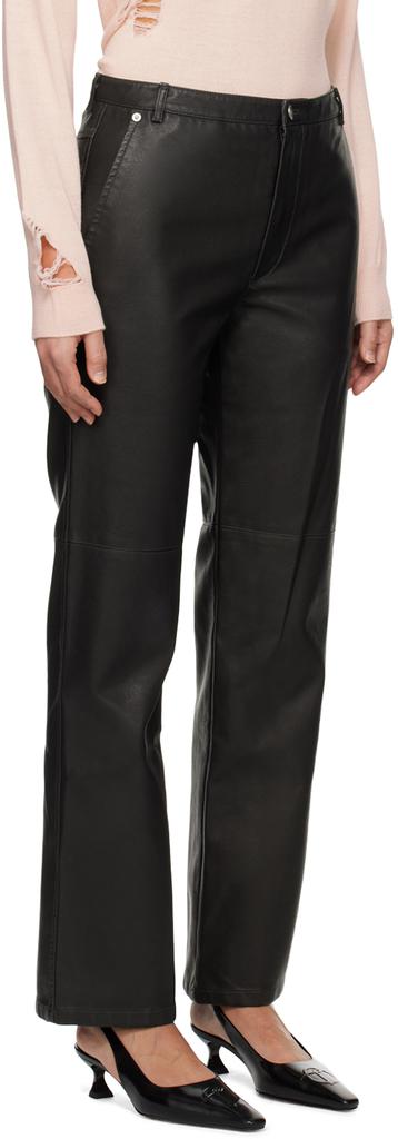 TheOpen Product Black Straight Fit Faux-Leather Trousers