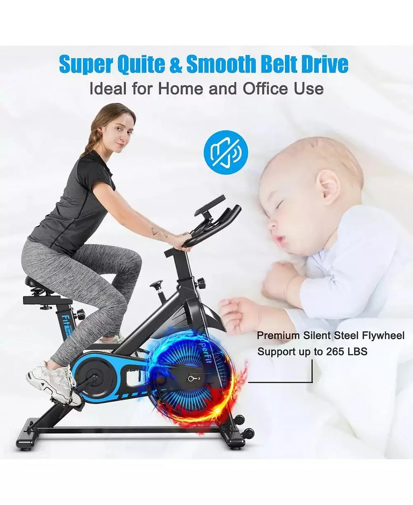 Costway Indoor Cycling Stationary Bike Silent Belt Drive Adjustable 8