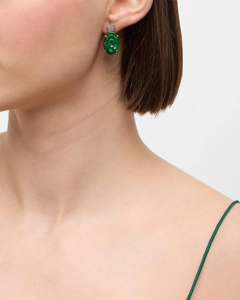 NM Estate Estate Platinum Carved Jadeite Earrings 2