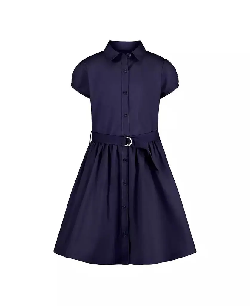 Nautica Big Girls Uniform Belted Poplin Shirt Dress