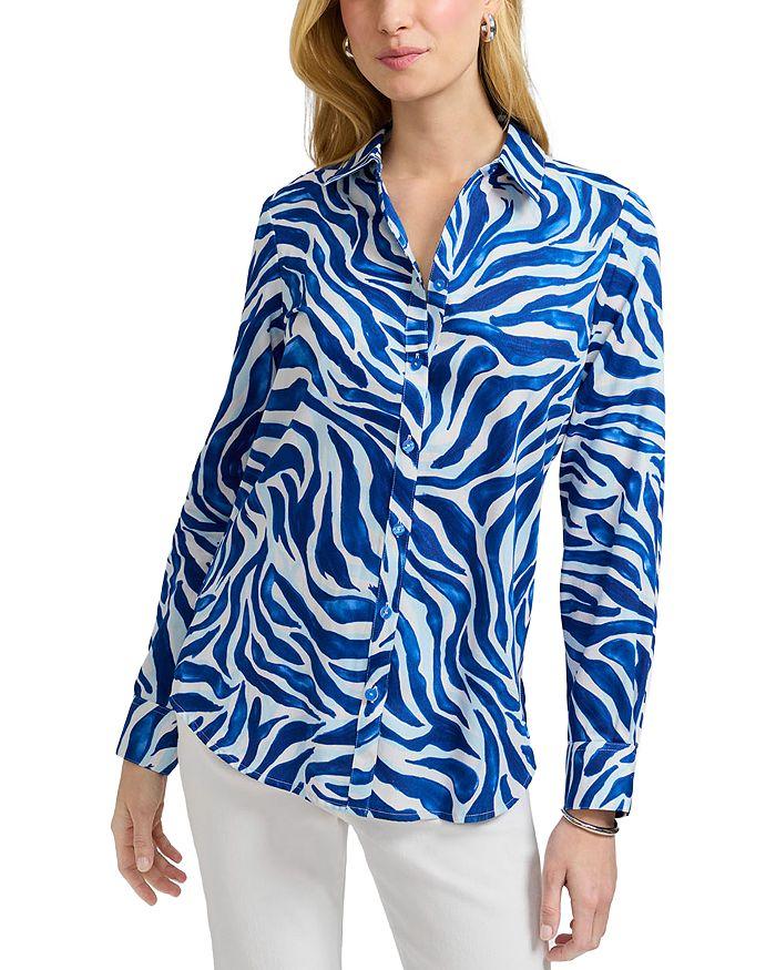 FOXCROFT Zoey Long Sleeved Tonal Zebra Shirt