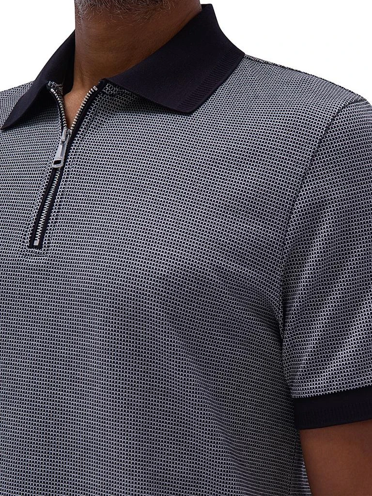 BUGATCHI Quarter Zip Printed Cotton Polo Shirt 7