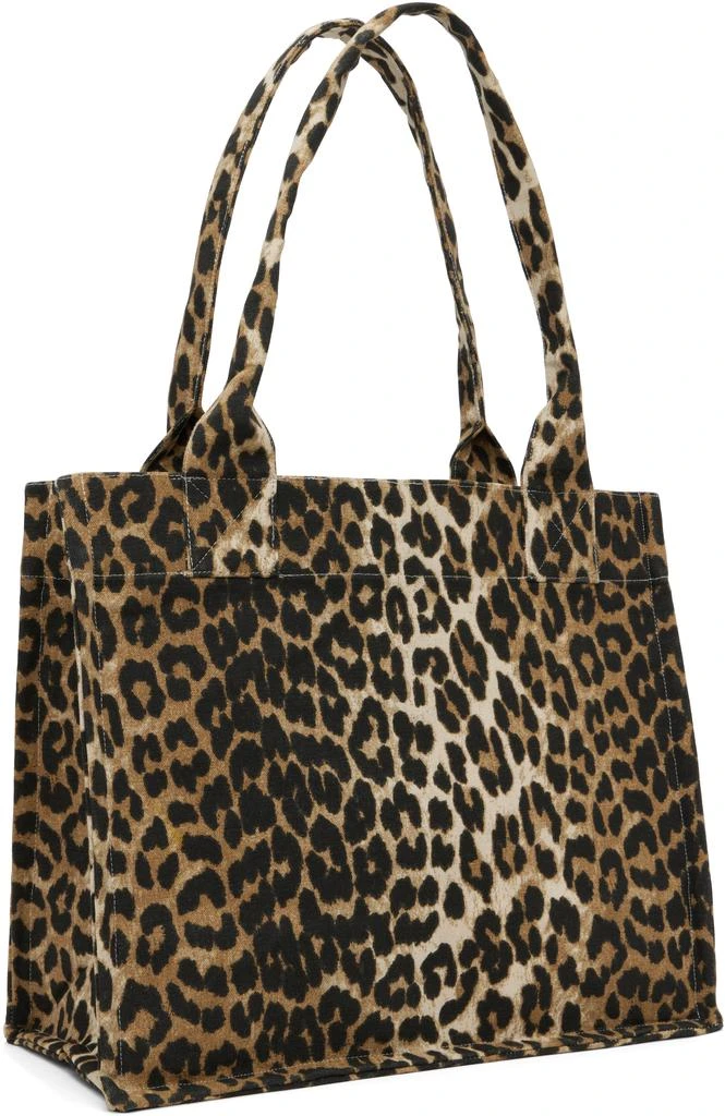 Ganni Beige Leopard-Print Canvas Tote 3