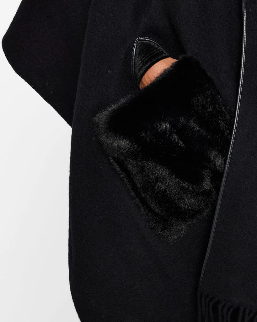 La Fiorentina Ruana Shawl W/ Faux Fur Trim 5
