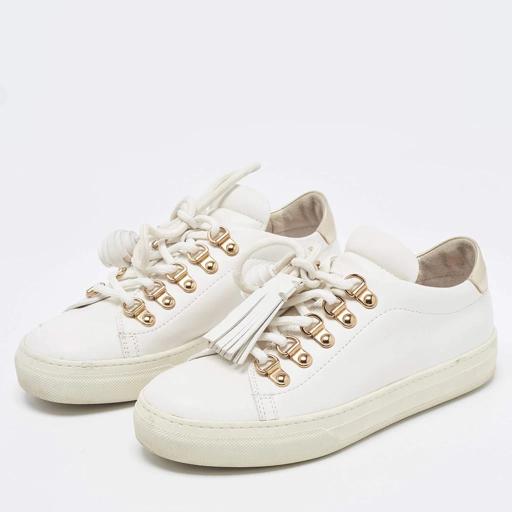 Tod's Tod's White Leather Tassel Lace Up Sneakers Size 34.5 2