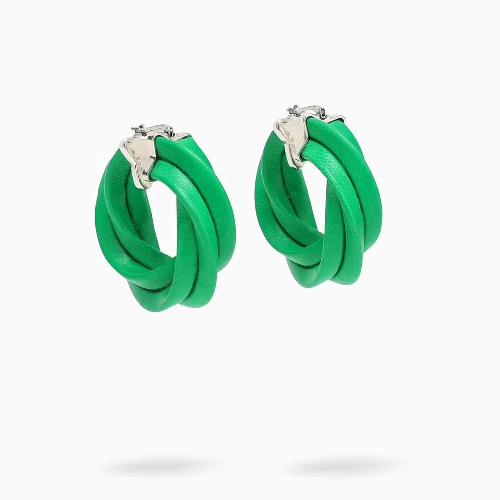 Bottega Veneta Green Twisted Hoop Earrings 1