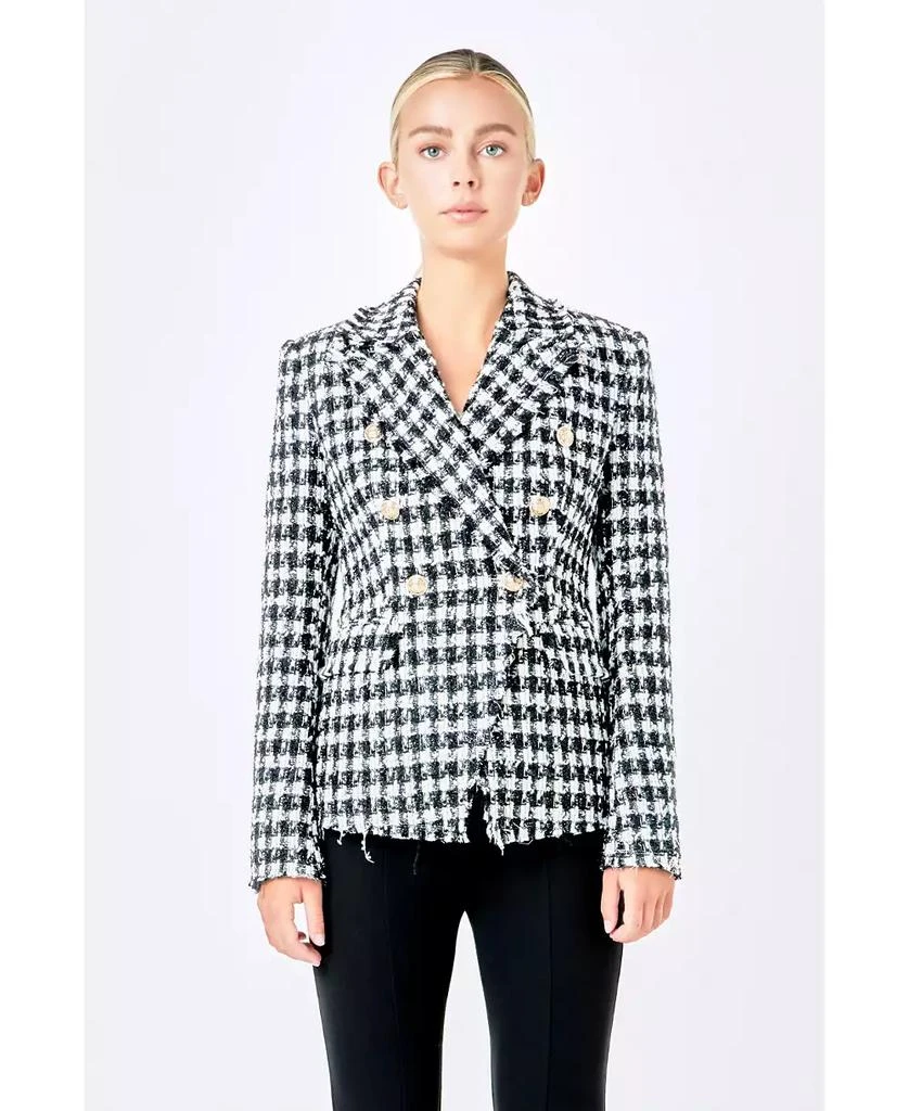 Endless Rose Women's Checked Tweed Blazer 2
