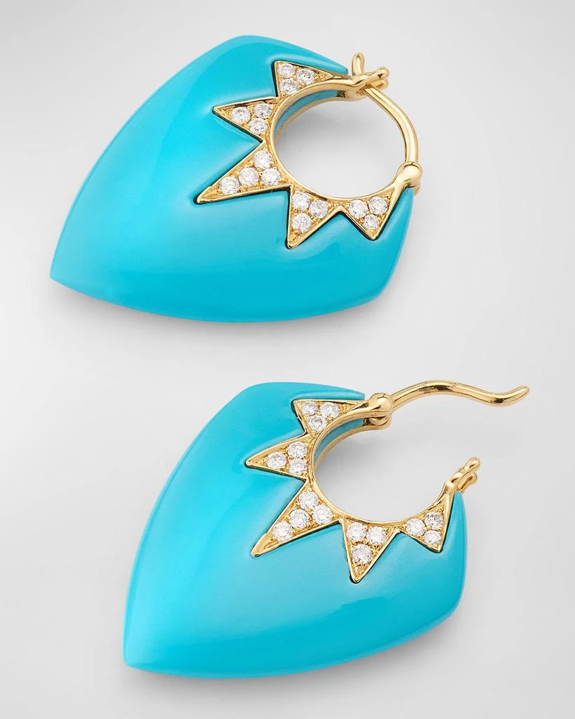 Sorellina 18K Yellow Gold Earrings with Turquoise and GH-SI Diamonds. 25x20mm 4