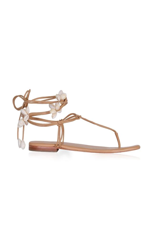 JOHANNA ORTIZ Johanna Ortiz - Amazonia Peruana Shell-Embellished Leather Sandals - Neutral - IT 36 - Moda Operandi 1