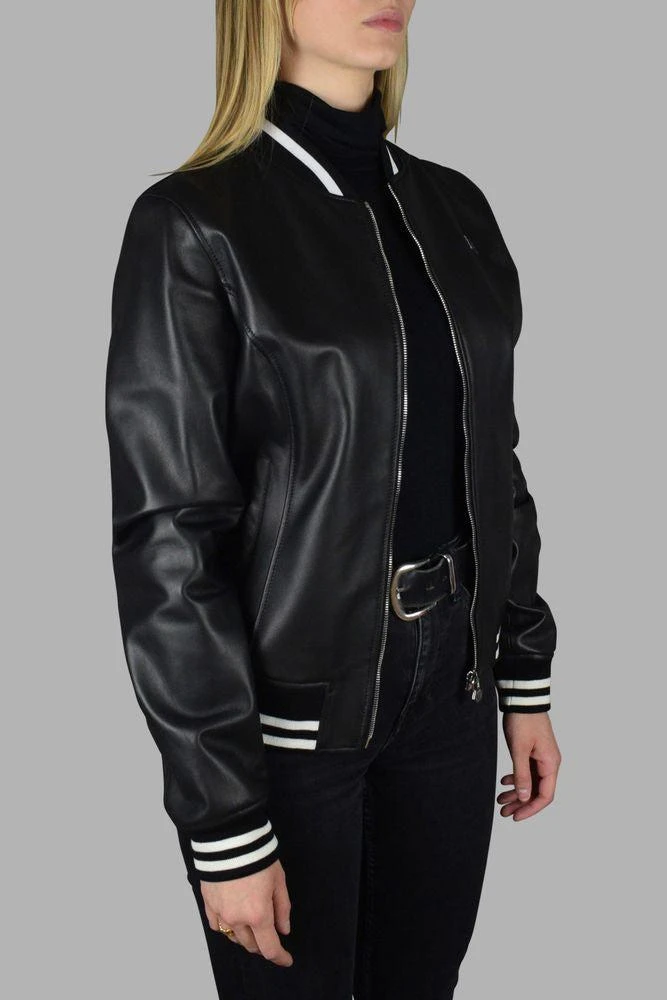 Philipp Plein Leather Bomber Jacket With Heart 3