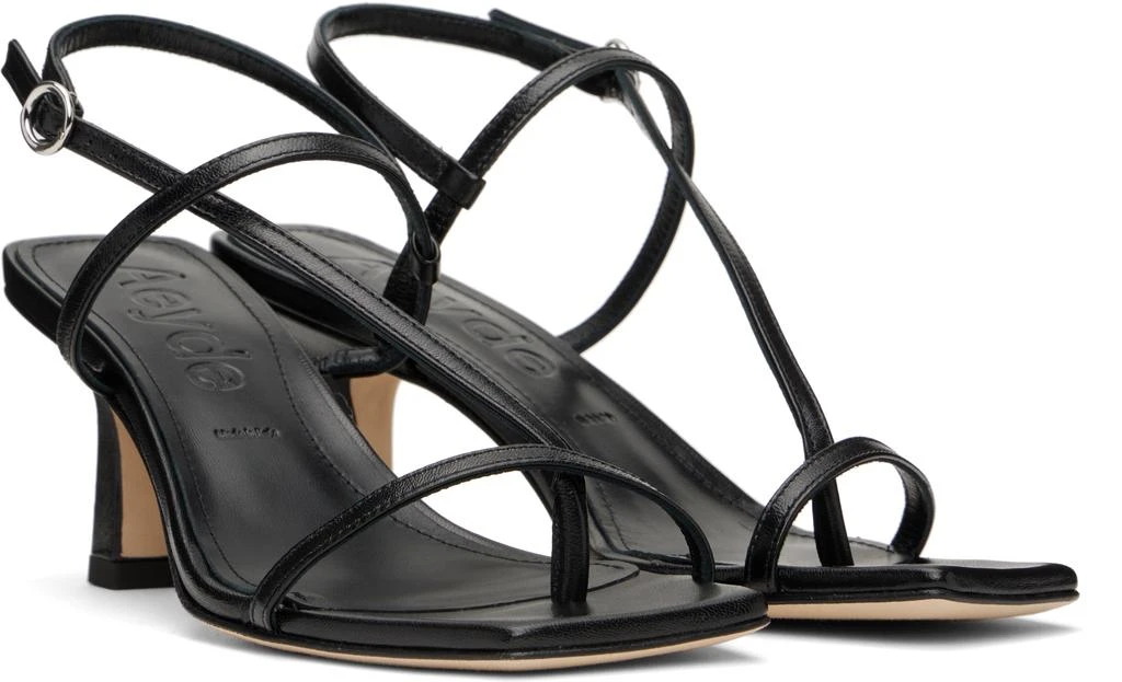 AEYDE Black Elise Leather Toe-Post Heeled Sandals 4
