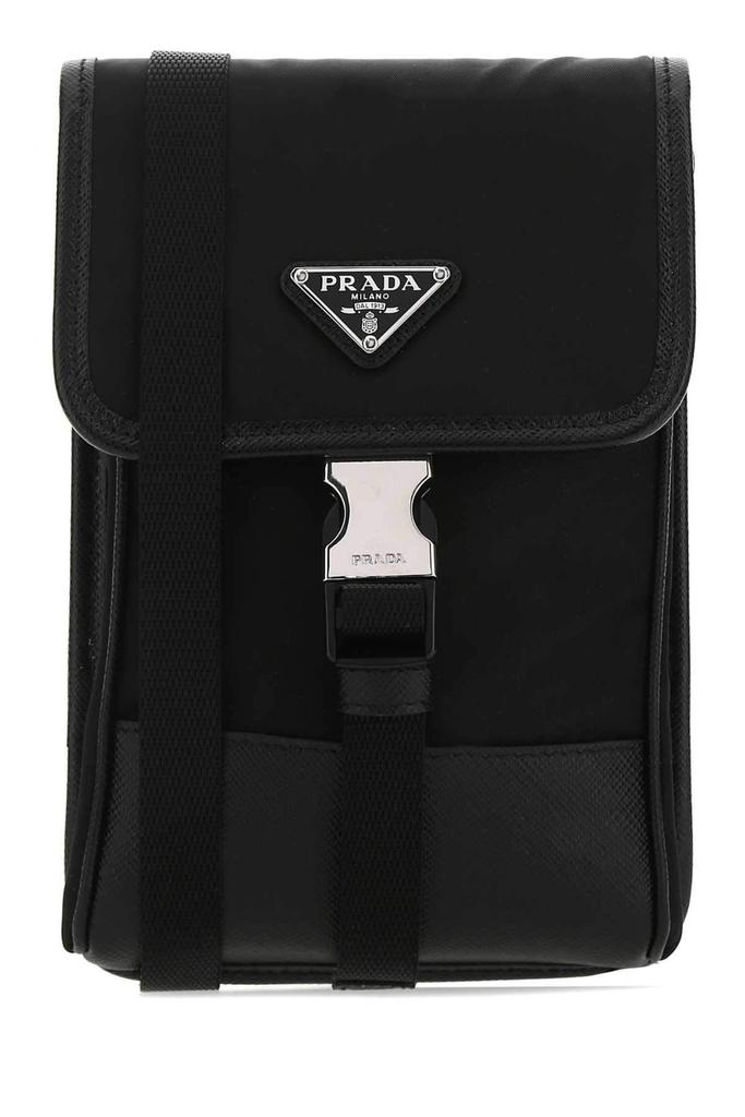 二手商品] Prada Canvas Leather Logo Jacquard Shoulder Bag