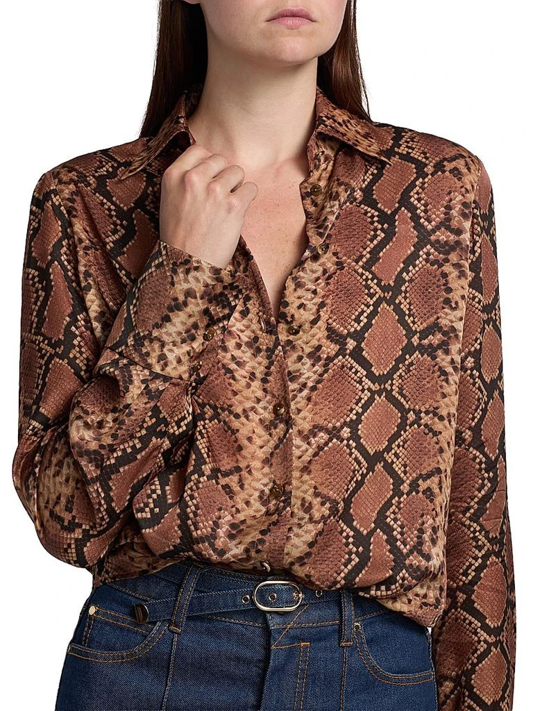 Zimmermann Hypnotic Snake Silk Button-Front Shirt 6