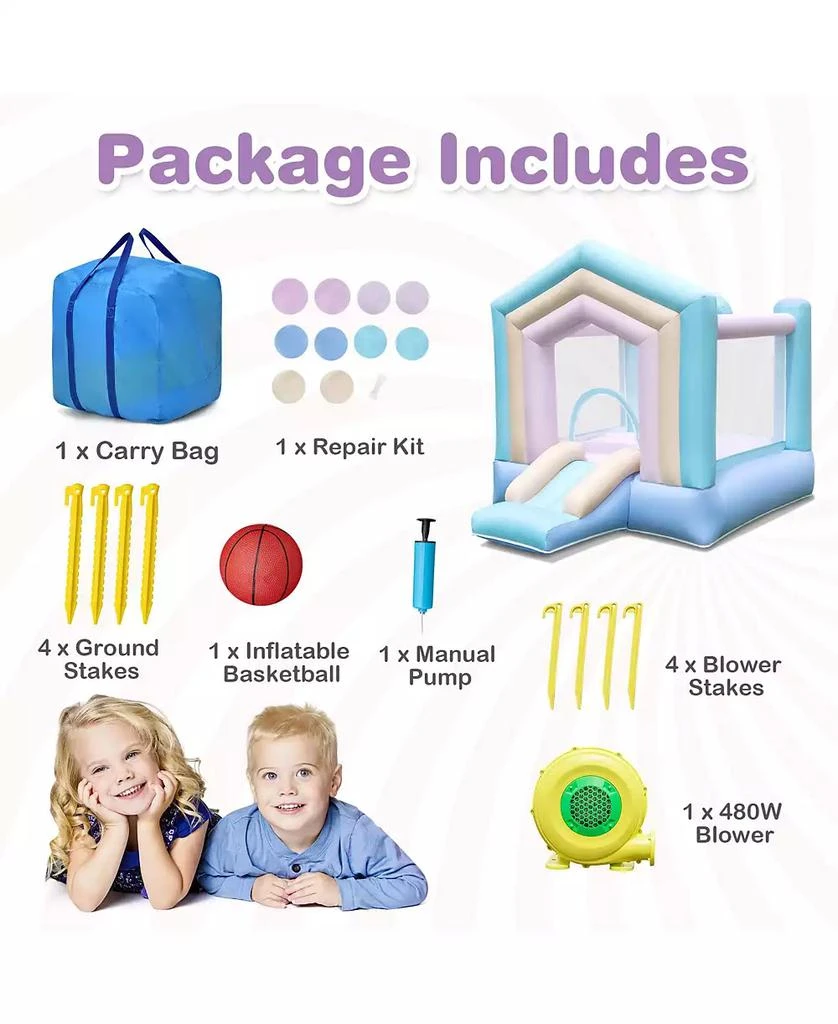 Slickblue Inflatable Kids Bounce House with Slide 
Basketball Hoop Fun Bouncy Castle for Parties 
Playtime 6