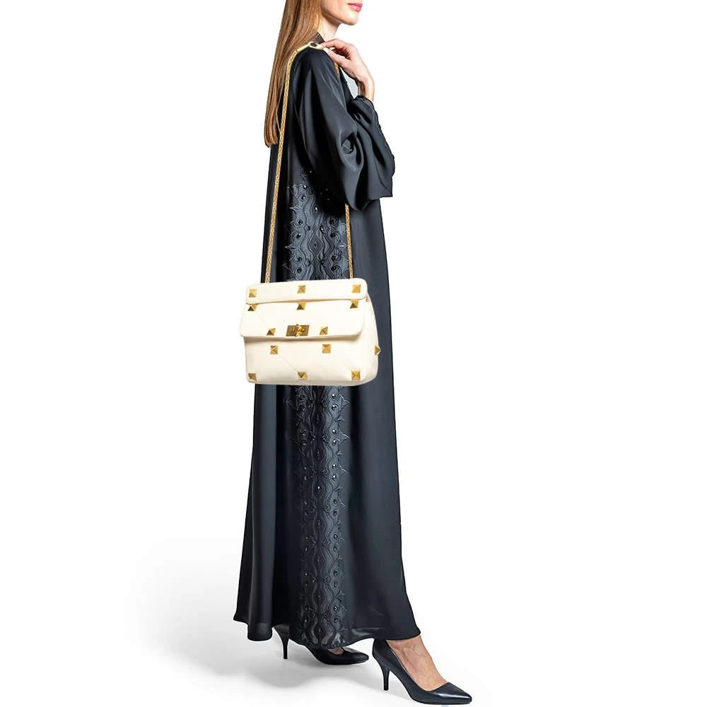 Valentino Valentino Off White Leather Large Roman Stud Top Handle Bag 2