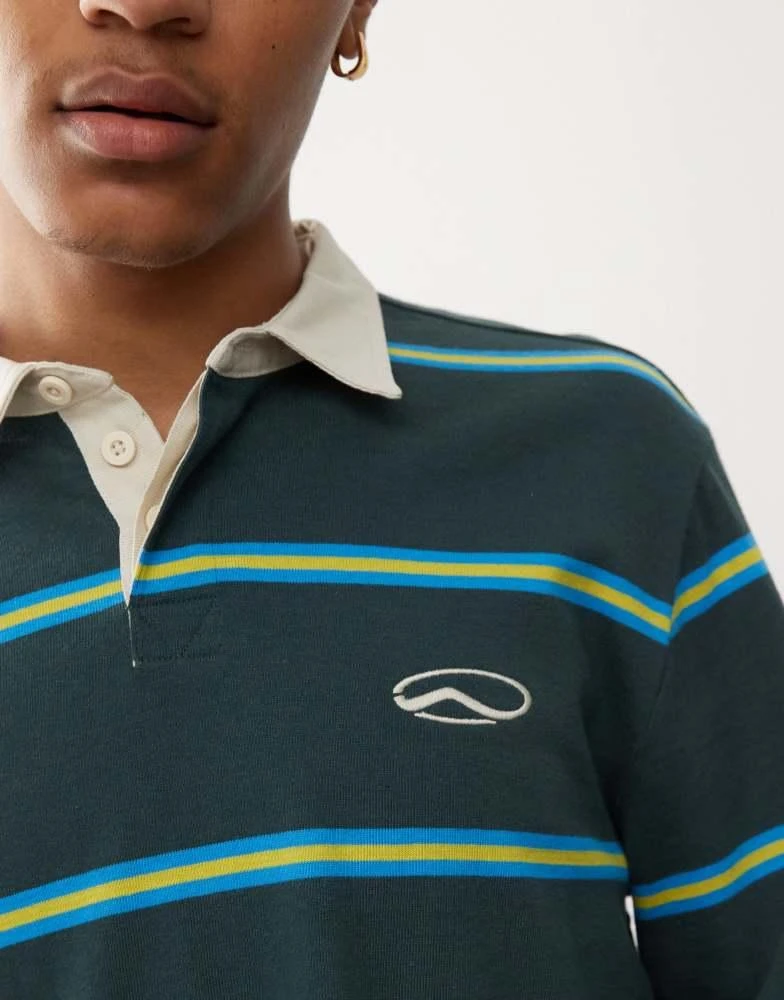 Vans Vans gatewood long sleeve striped rugby shirt in green 3