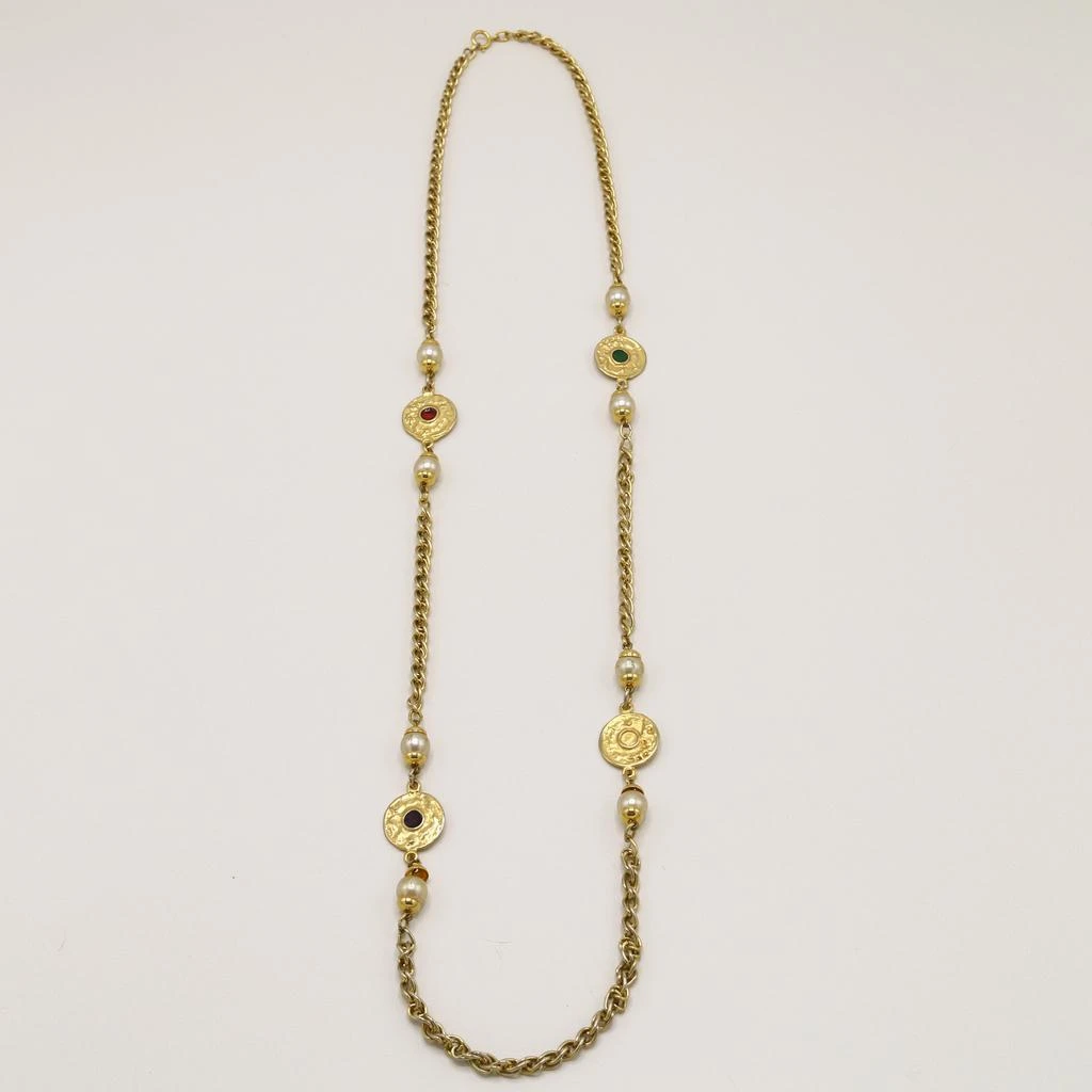 Orelia Vintage Vintage Medallion & Pearl Long Chain Necklace 1