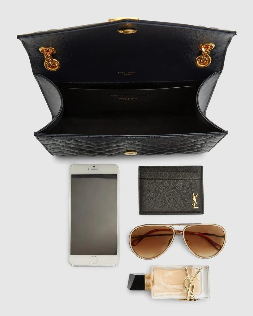 Yves Saint Laurent Envelope Triquilt Medium YSL Shoulder Bag in Grained Leather 9