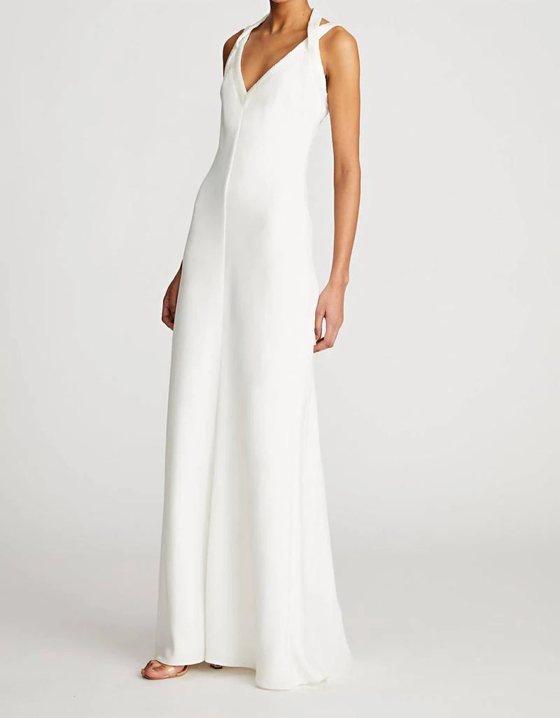 Halston Heritage Allison Beaded Neckline Gown In Ivory 2