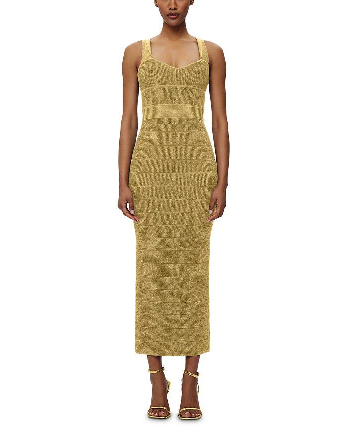 herve leger long dress sale DRAPED STRAPLESS FRINGE MIDI HERV LGER hugging silhouette exudes elegance and sophistication Herv Lger Designer Sale |