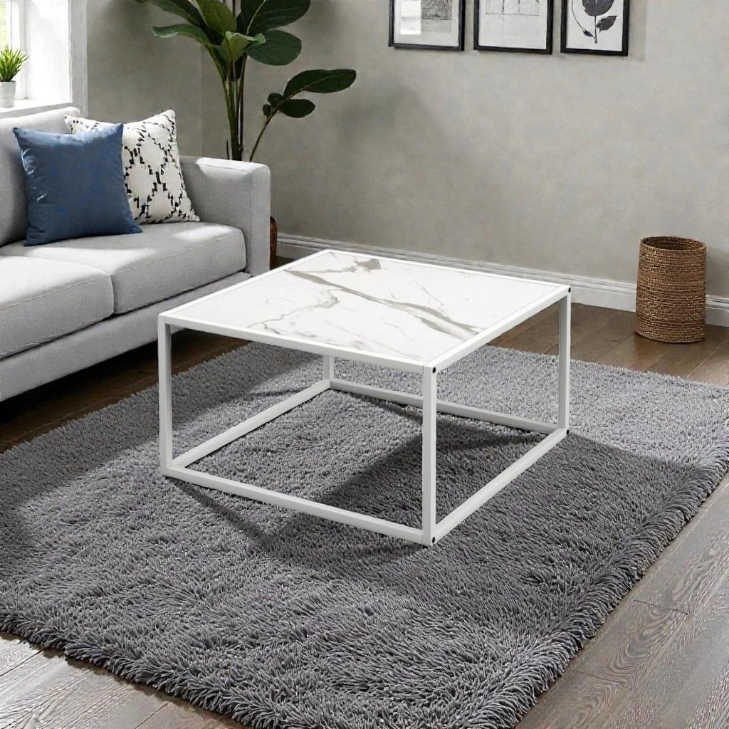 Hivvago Square Center Table with Elegant Artificial Marble Finish