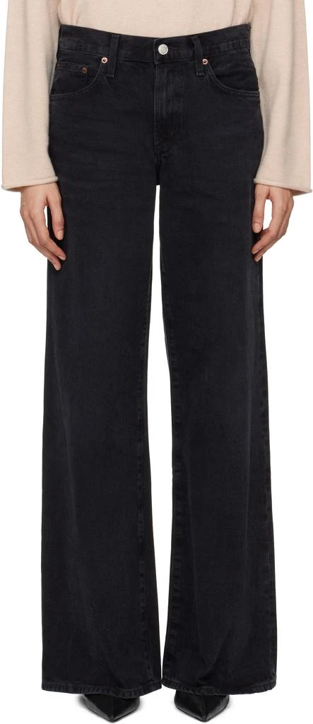 AGOLDE Black Clara Low Rise Baggy Flare Jeans 1