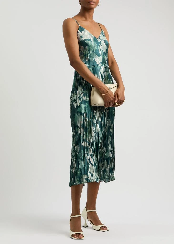 Vince Printed plissé satin midi dress  4