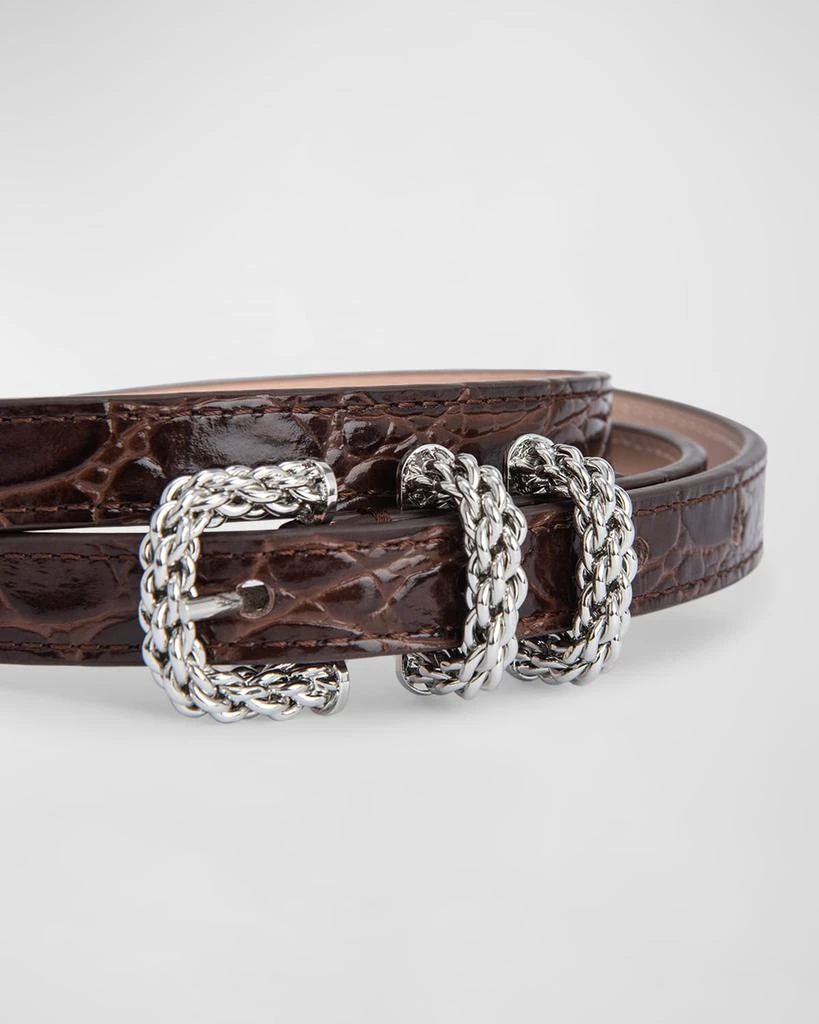 by FAR Kat Croc-Embossed Leather Skinny Belt 3