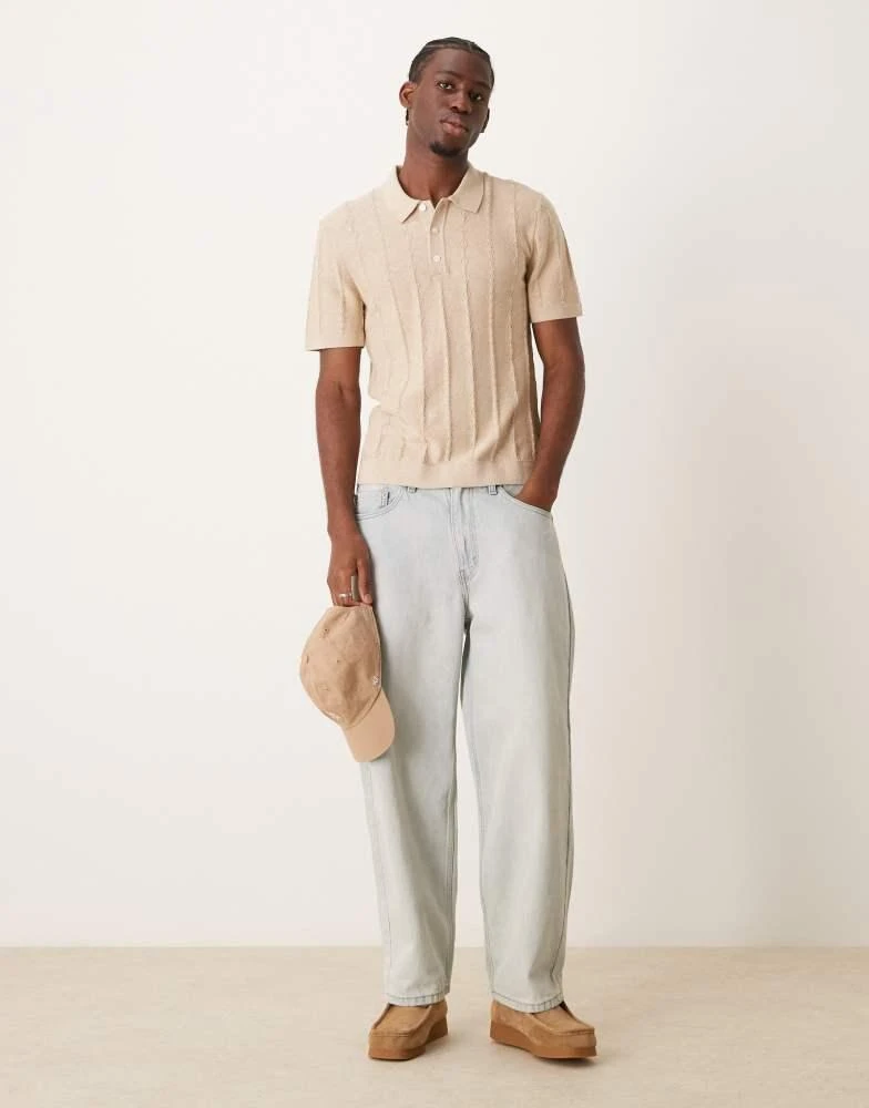 Abercrombie & Fitch Abercrombie & Fitch knitted polo in cream tonal stripe 2