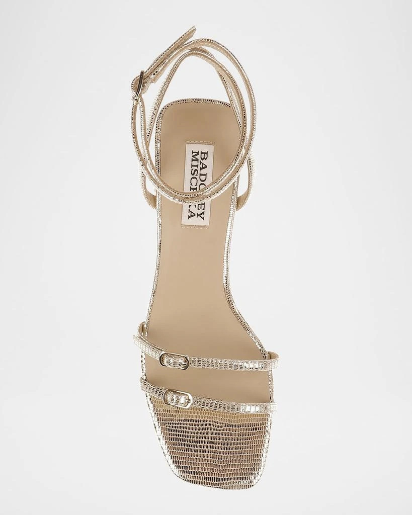 Badgley Mischka Dania Ankle-Strap Buckle Leather Sandals 4