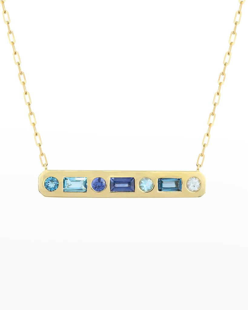 Stevie Wren 18K Topaz & Sapphire Best Friend Bar Necklace