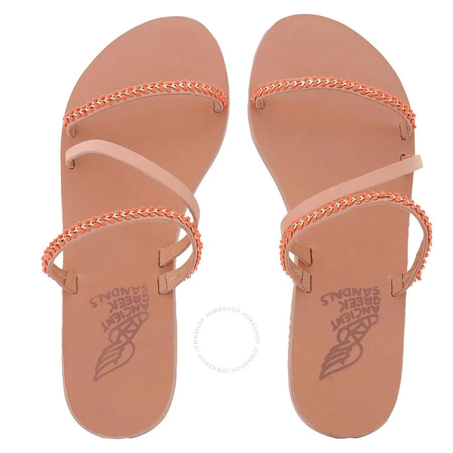 ANCIENT GREEK SANDALS Natural/Coral Apli Polytimi Chain Detail Sandals 3