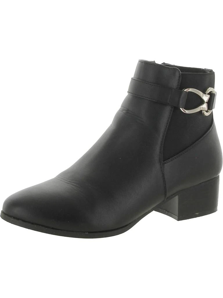 Karen Scott Nadine Womens Faux Leather Block Heel Ankle Boots 6