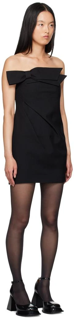 black mini dress white bow Black and White Collar Sleeveless Mini Dress with Bow Blue-monochrome / EU32