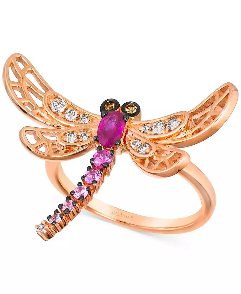 Le Vian Multi-Gemstone (3/8 ct. t.w.) 
Diamond (1/6 ct. t.w.) Dragonfly Ring in 14k Rose Gold