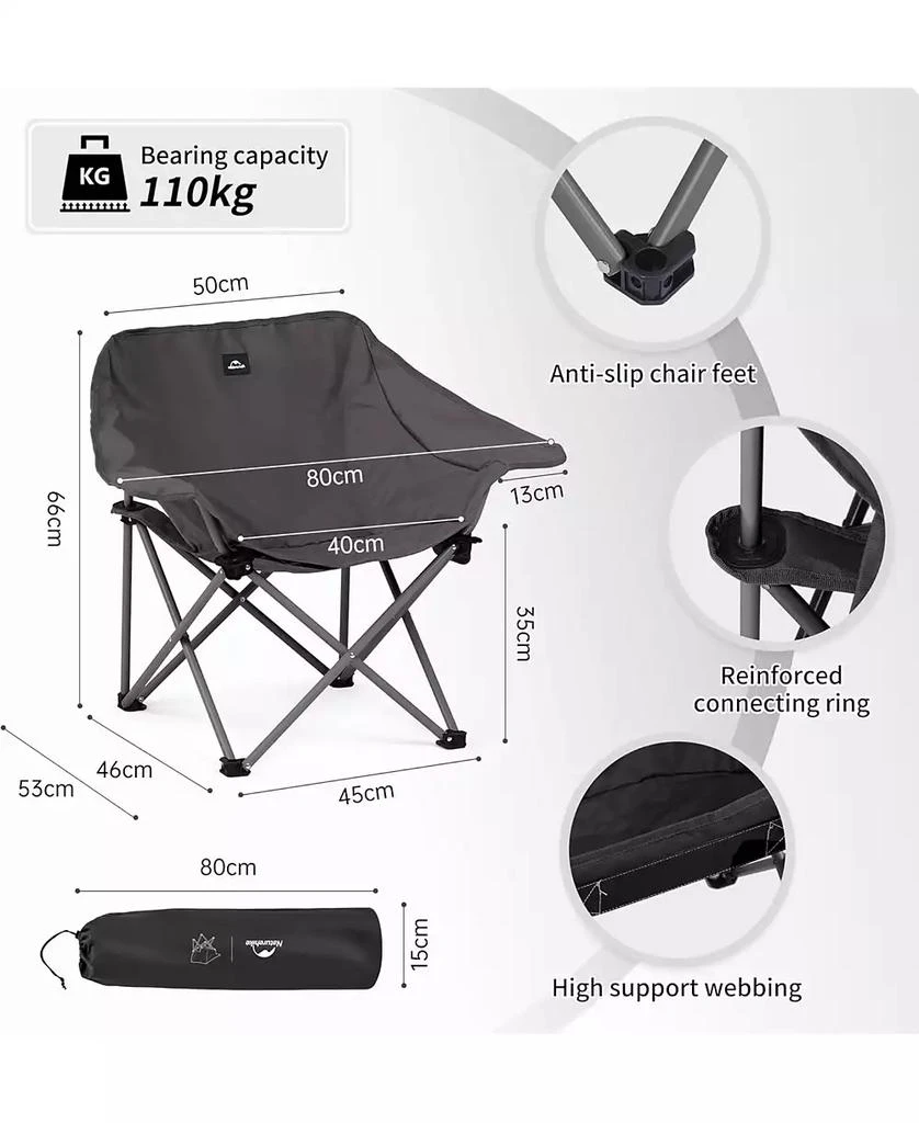 Naturehike Foldable Camping Chair Can bear 110 kg Fishing Chair Portable folding chair With armrest and two pockets 2
