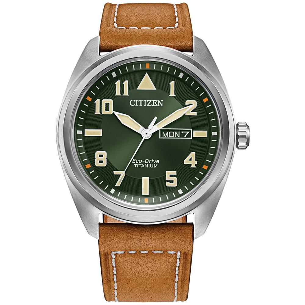 Citizen Eco-Drive Men's Garrison Brown Leather Strap Watch, 42mm