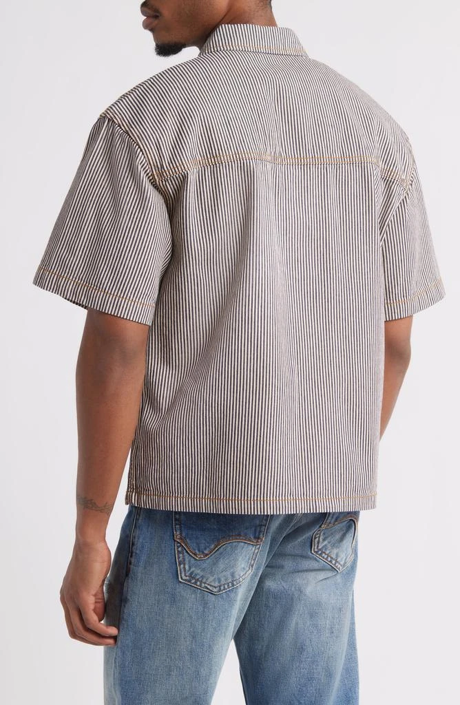 Icecream Running Dog Short Sleeve Denim Graphic Button-Up Shirt 3